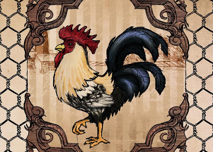 Rooster Greeting Card featuring the digital art Rooster II by April Moen