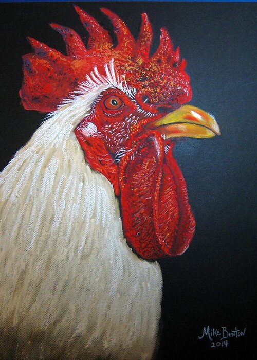 Rooster Greeting Card featuring the pastel Rooster Profile#2 by Mike Benton