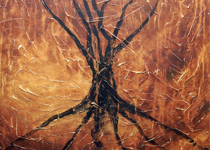 Landscape Greeting Card featuring the painting Roots by Sergey Bezhinets