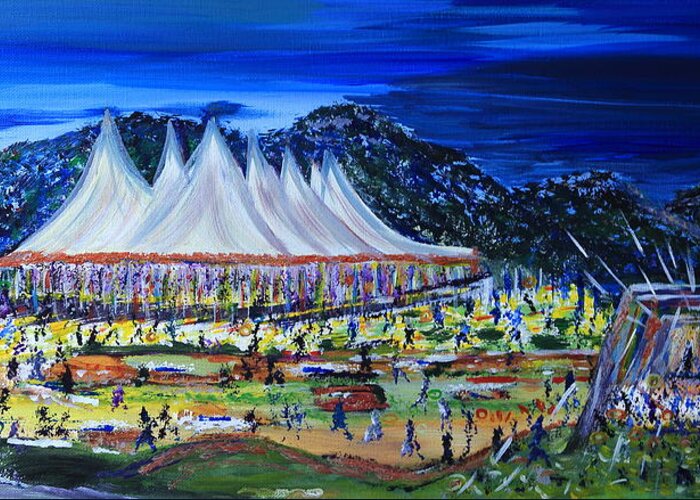 Rootwire Transformational Festival Greeting Card featuring the painting Rootwire Transformational Festival 2014 by Pjq