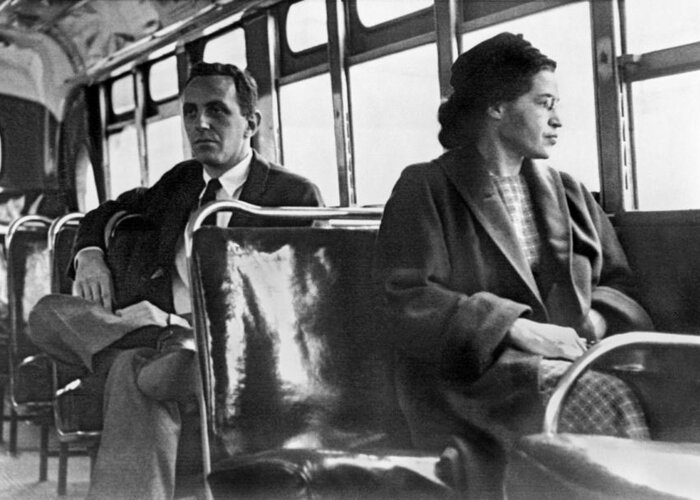 1956 Greeting Card featuring the photograph Rosa Parks On Bus by Underwood Archives