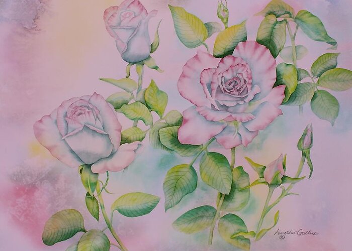Roses Greeting Card featuring the painting Rose Bloom by Heather Gallup