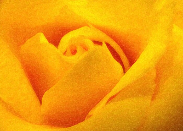 Rose Greeting Card featuring the photograph Rose Yellow - Digital Painting Effect by Rhonda Barrett