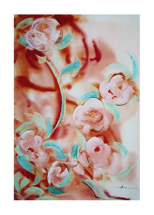 Abstract Painting Greeting Card featuring the painting Roses and Rust by Asha Carolyn Young