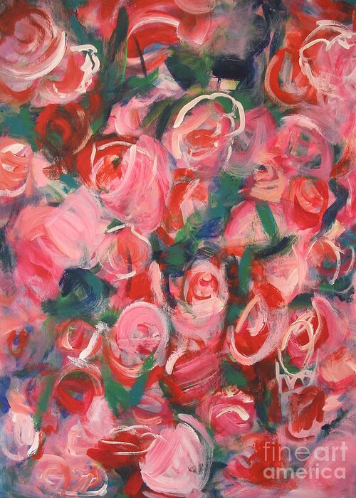 Roses Greeting Card featuring the painting Roses by Fereshteh Stoecklein