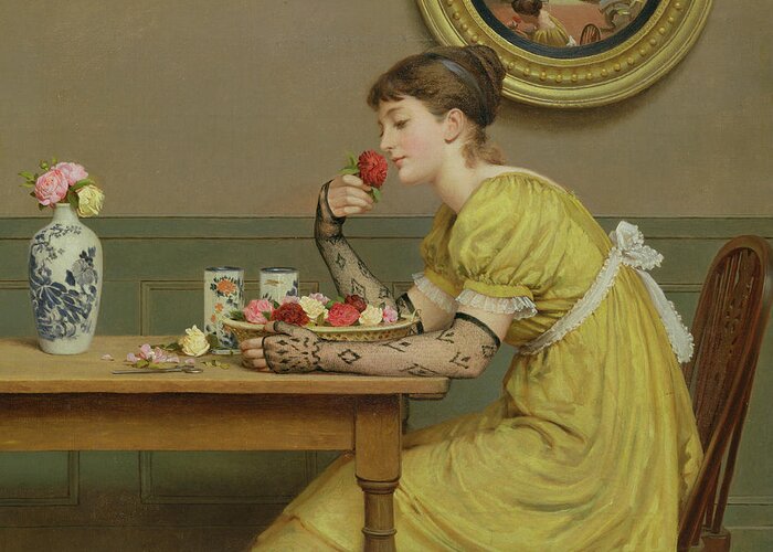 Rosenzeit Greeting Card featuring the painting Roses by George Dunlop Leslie
