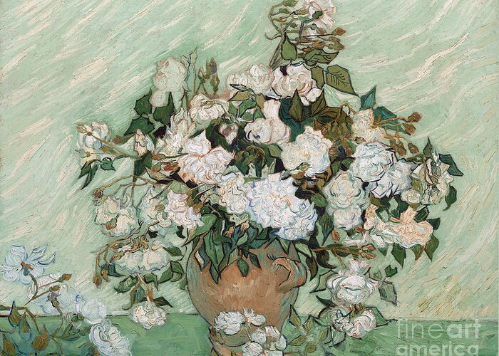 Still Greeting Card featuring the painting Roses by Vincent Van Gogh