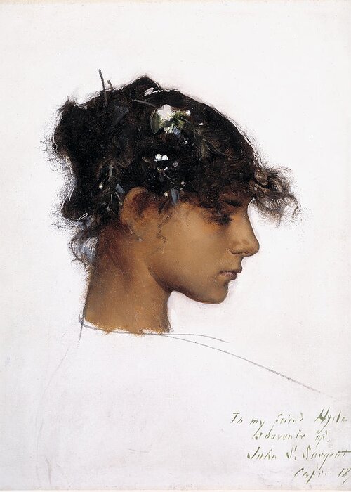 John Singer Sargent Greeting Card featuring the painting Rosina Ferrara - Head of a Capri Girl by John Singer Sargent