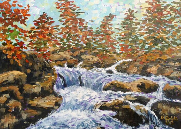 Muskoka Greeting Card featuring the painting Rosseau Falls by Diane Arlitt