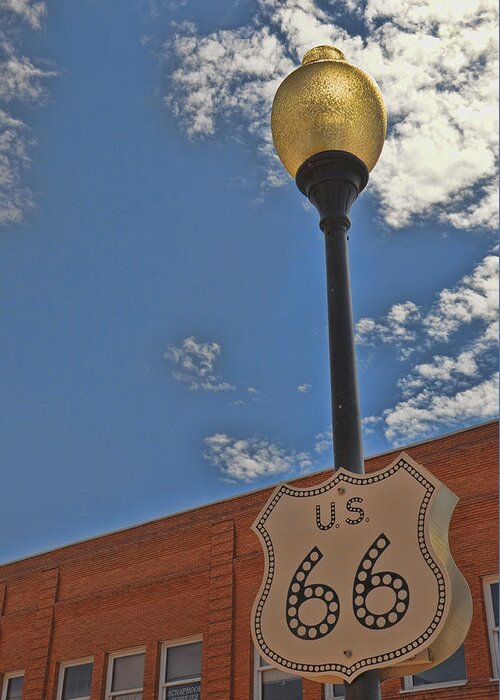 Winslow Arizona Greeting Card featuring the photograph Route 66 Light Post by Jeanne May