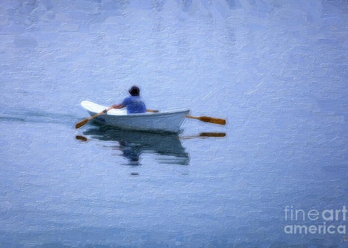 Row Row Row Your Boat Greeting Card featuring the painting Row Row Row Your Boat by David Millenheft