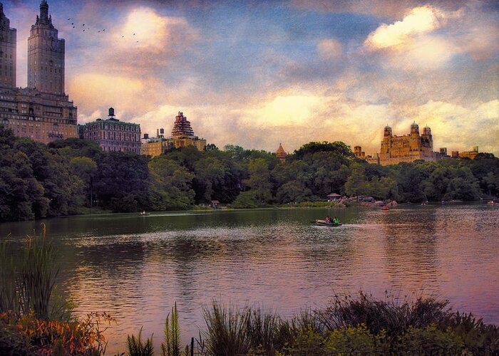 Central Park Greeting Card featuring the photograph Rowing in Central Park by John Rivera