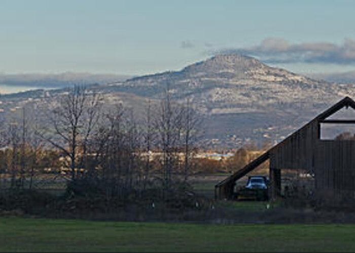 Barn Greeting Card featuring the photograph Roxy Ann and Mt McLaughlin by Mick Anderson