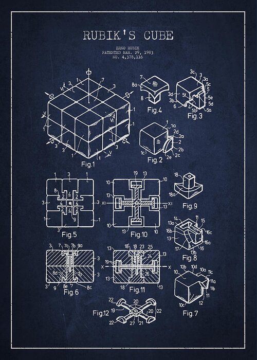 Rubiks Cube Greeting Card featuring the digital art Rubiks Cube Patent by Aged Pixel