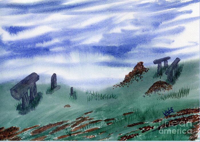 Landscape Greeting Card featuring the painting Ruins of the Rain by Victor Vosen