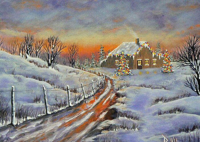 Christmas Greeting Card featuring the painting Rural Christmas by Ray Nutaitis