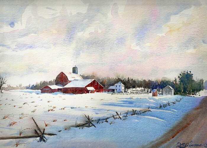 Farm Greeting Card featuring the painting Russel's Ranch by David Gilmore
