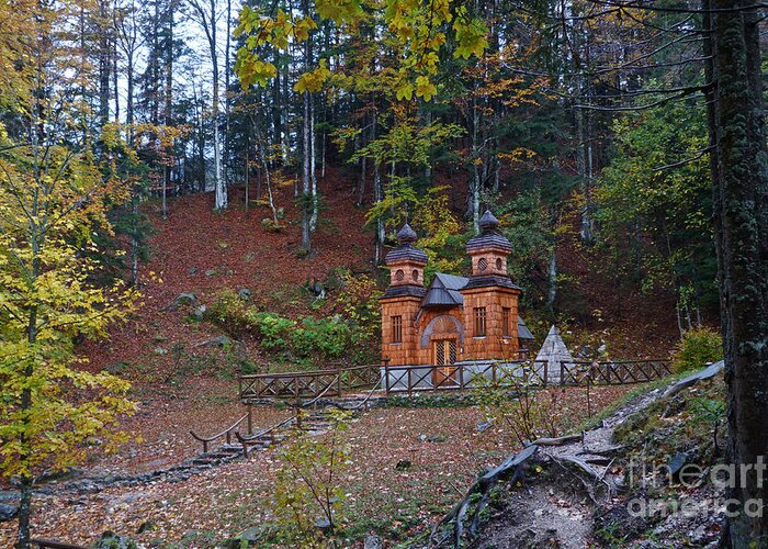 Russian Road Greeting Card featuring the photograph Russian Chapel - Vrsic Pass - Slovenia by Phil Banks