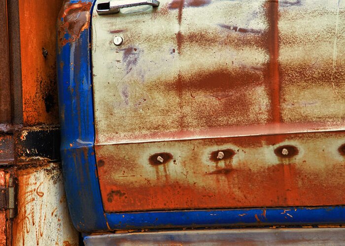 Truck Greeting Card featuring the photograph Rust and Blue by Toni Hopper