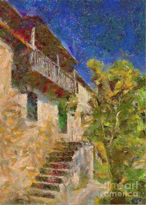 Rustic House Greeting Card featuring the painting Rustic House by Dragica Micki Fortuna
