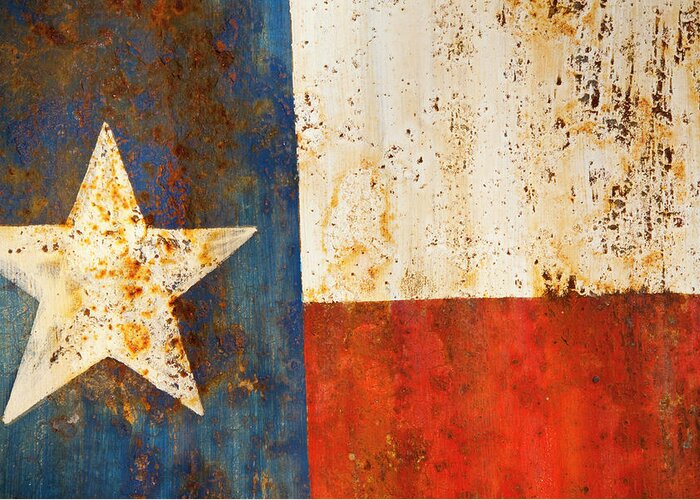 Texas Greeting Card featuring the photograph Rusty Texas Flag Rust And Metal Series by Mark Weaver