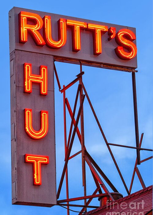 A Hot Dog Program Greeting Card featuring the photograph Rutt's Hut by Jerry Fornarotto