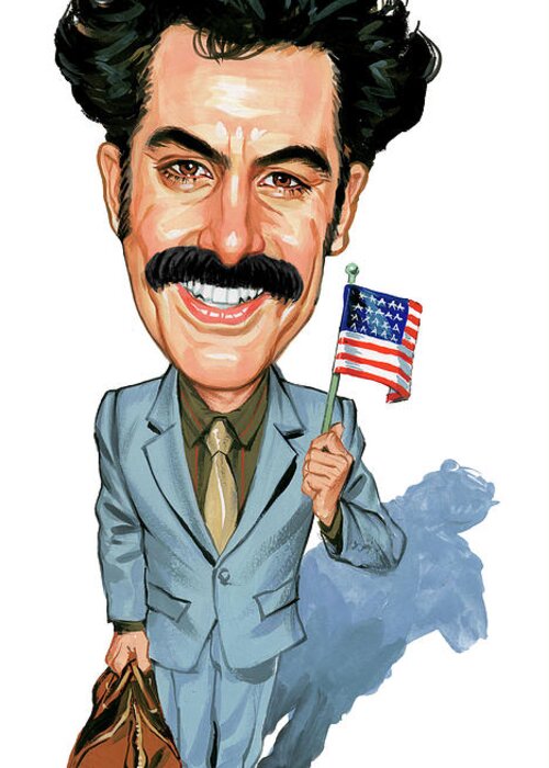 Borat Sagdiyev Greeting Card featuring the painting Sacha Baron Cohen as Borat Sagdiyev by Art 