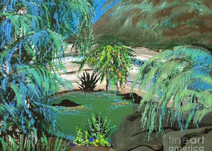 Landscape Greeting Card featuring the painting Sacred Cenote at Chichen Itza by Alys Caviness-Gober