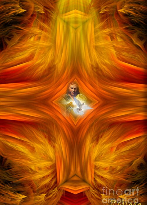 Fantasy Greeting Card featuring the digital art Sacred Cross by Giada Rossi