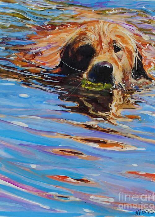 Golden Retriever Greeting Card featuring the painting Sadie Has A Ball by Molly Poole