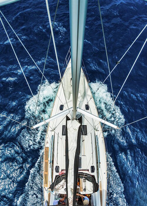 Adriatic Sea Greeting Card featuring the photograph Sailboat From Above by Mbbirdy