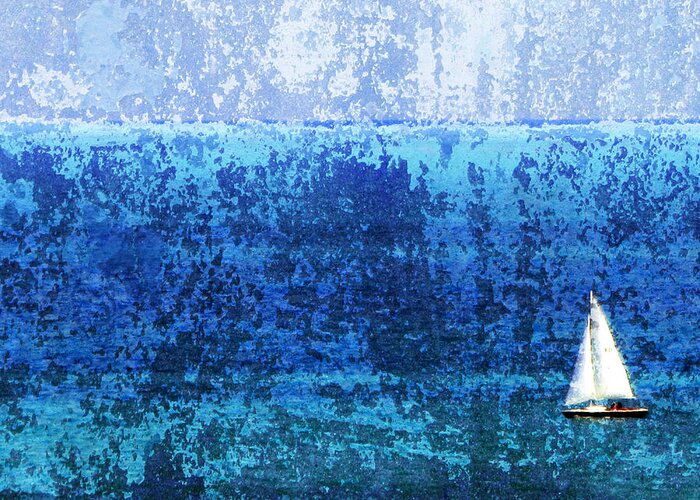 Sailboat Greeting Card featuring the digital art Sailboat w Texture by Anita Burgermeister