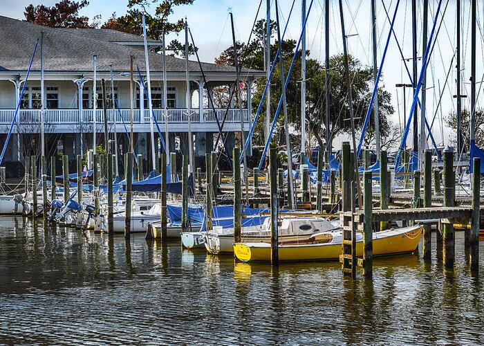 Water Greeting Card featuring the photograph Sailboats at the Fairhope Yacht Club by Michael Thomas