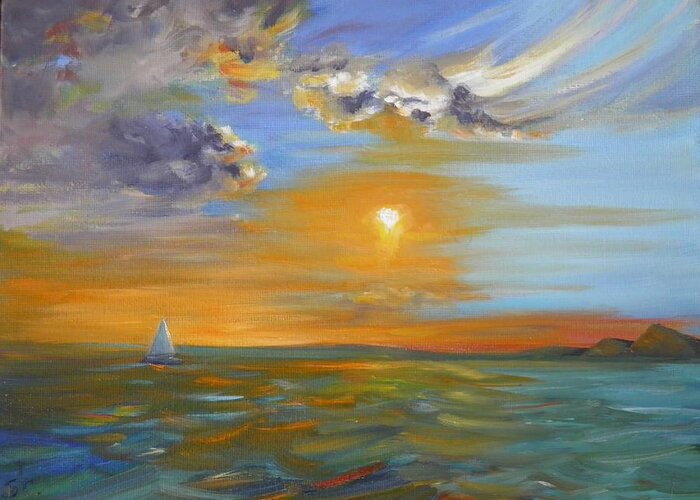 Sailing Paintings Greeting Card featuring the painting Sailing Away by Sharon Casavant
