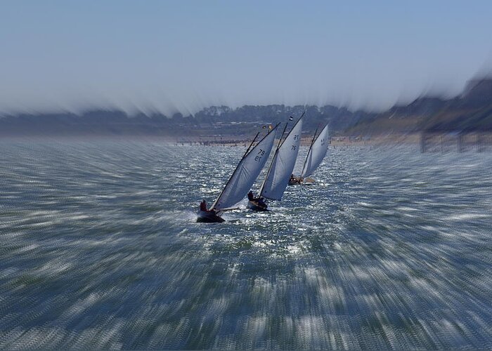  Zoom Greeting Card featuring the photograph Sailing Boats Racing by Steve Kearns
