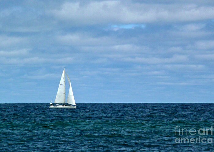 Ocean Greeting Card featuring the photograph Sailing the Ocean Blue by Jayne Carney