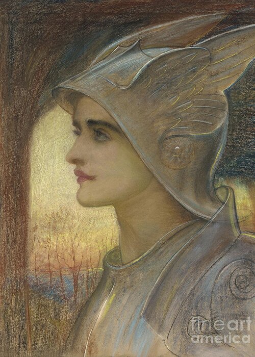Joan Of Arc Greeting Card featuring the pastel Saint Joan of Arc by William Blake Richmond