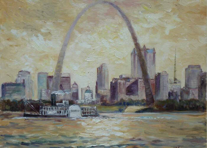 St.louis Greeting Card featuring the painting Saint Louis Skyline by Irek Szelag