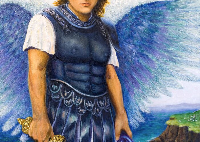 St. Michael The Archangel Greeting Card featuring the painting Archangel Michael by Patty Kay Hall