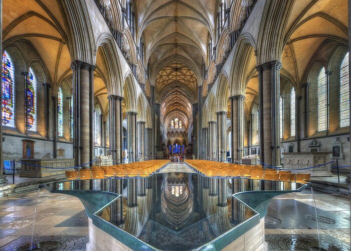 Hdr Greeting Card featuring the photograph Salisbury Cathedral by Yhun Suarez