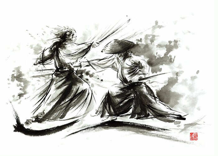 japanese samurai battle drawing
