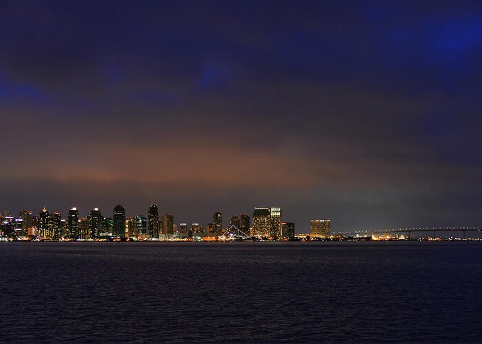 San Diego Bay Greeting Card featuring the photograph San Diego Night Sky by Alexandra Till