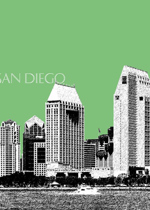 Architecture Greeting Card featuring the digital art San Diego Skyline 2 - Apple by DB Artist