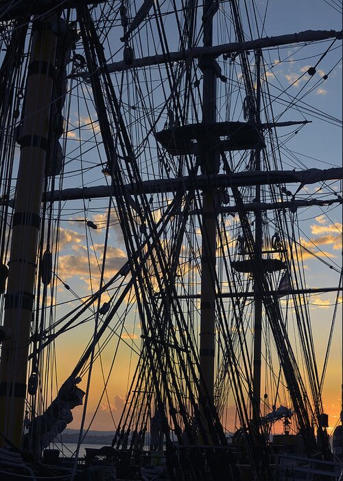 Tall Ships Greeting Card featuring the photograph San Diego Sunset by Marianne Campolongo