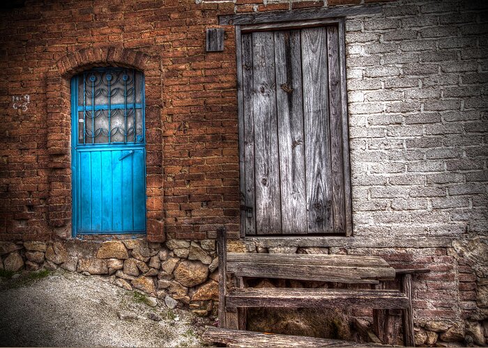  Greeting Card featuring the photograph Blue Door by Stephen Dennstedt
