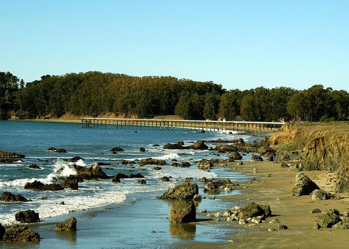 Barbara Snyder Greeting Card featuring the photograph San Simeon Pier by Barbara Snyder