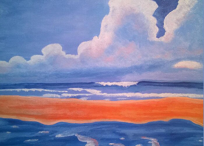 Original Oil On Canvas Greeting Card featuring the painting Sand Bar by Jean Wolfrum