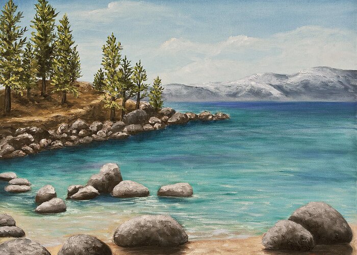 Landscape Greeting Card featuring the painting Sand Harbor Lake Tahoe by Darice Machel McGuire