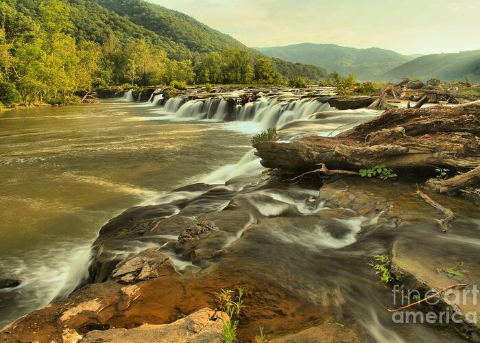 West Virginia Waterfalls Greeting Card featuring the photograph Sandstone Falls Landscape by Adam Jewell