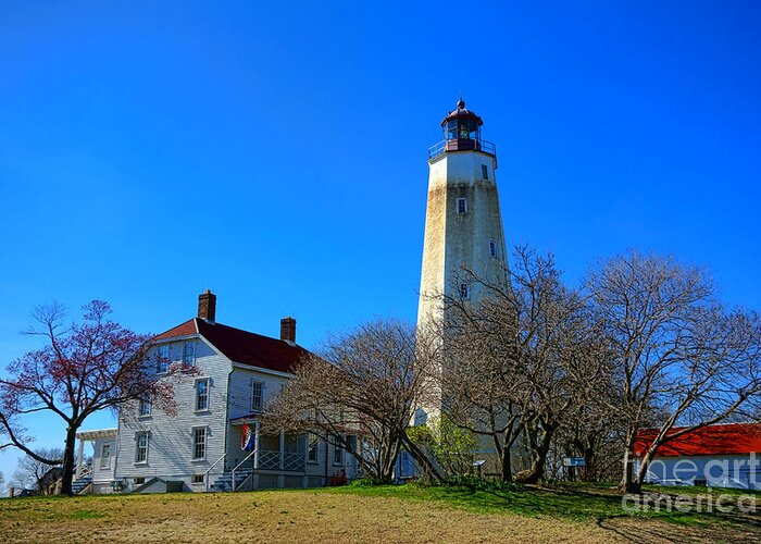 Sandy Greeting Card featuring the photograph Sandy Hook Lighthouse and Keepers Quarters by Olivier Le Queinec